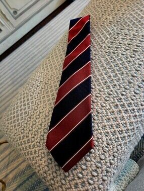 Kiton Red and Navy Diagonal Stripe Tie
